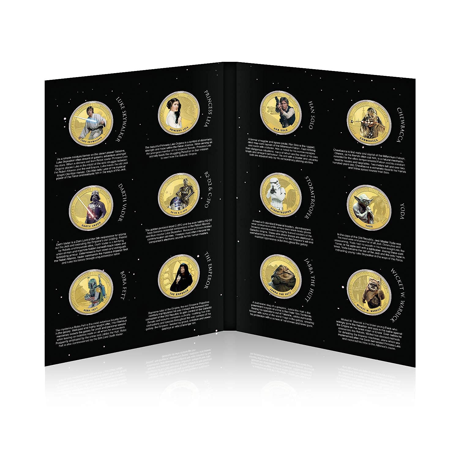 FANTASY CLUB 12 offizielle Star-Wars-Episoden IV-VI der Original-Trilogie – 44 mm jeder Wird in einem wunderschönen Sammelalbum präsentiert. Limitierte Auflage