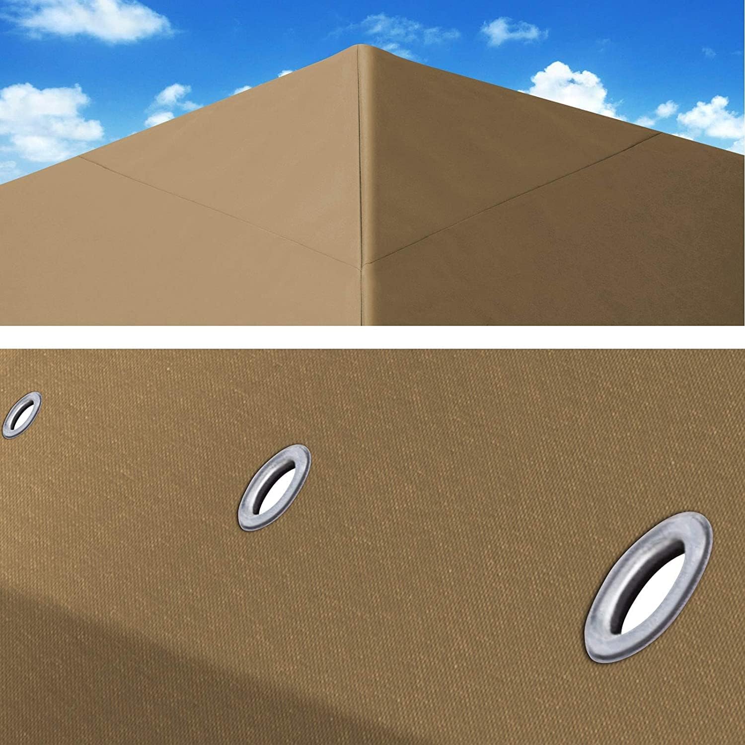 YardGrow 10x10 FT Gazebo Replacement Canopy Top Cover Single Tiered Patio Sunshade Upgraded UV Protection, Canopy Cover ONLY (Tan)