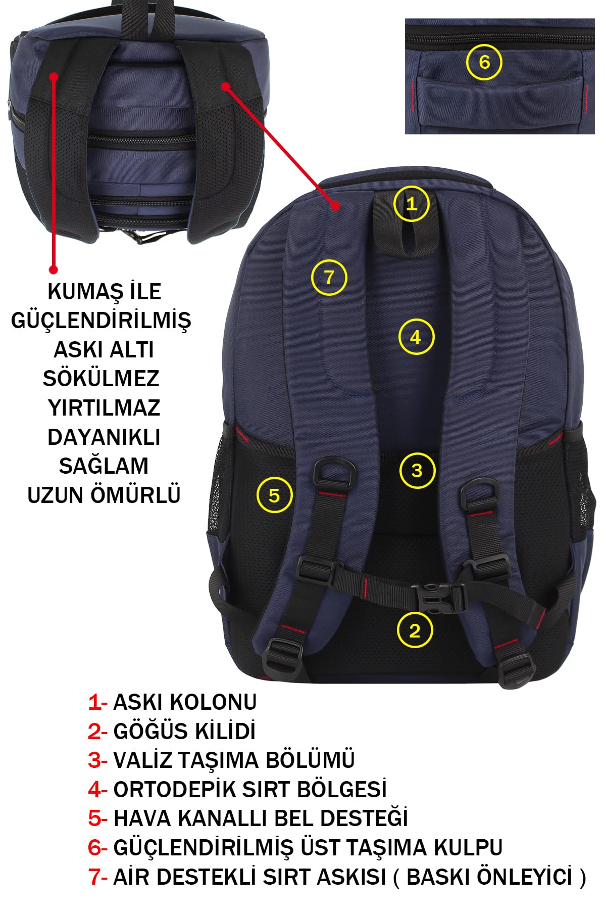 Dada 06 Ortaokul Lise Üniversite Okul Çantası Laptop Dizüstü Bilgisayar Çantası 13,3"-14" inç Unisex Gündelik Kadın Erkek Sırt Çantası Usb Type-C Aparat Darbe Emici Koruma Su Geçirmez Kumaş (Lacivert)