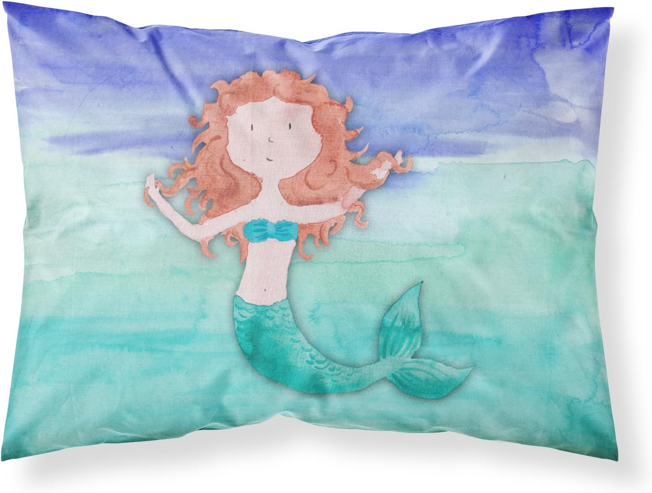 Caroline's Treasures BB7421PILLOWCASE Ginger Mermaid Watercolor Fabric Standard Pillowcase Lightweight Super Soft Easy Care Decorative Artwork Pillowcase, Standard