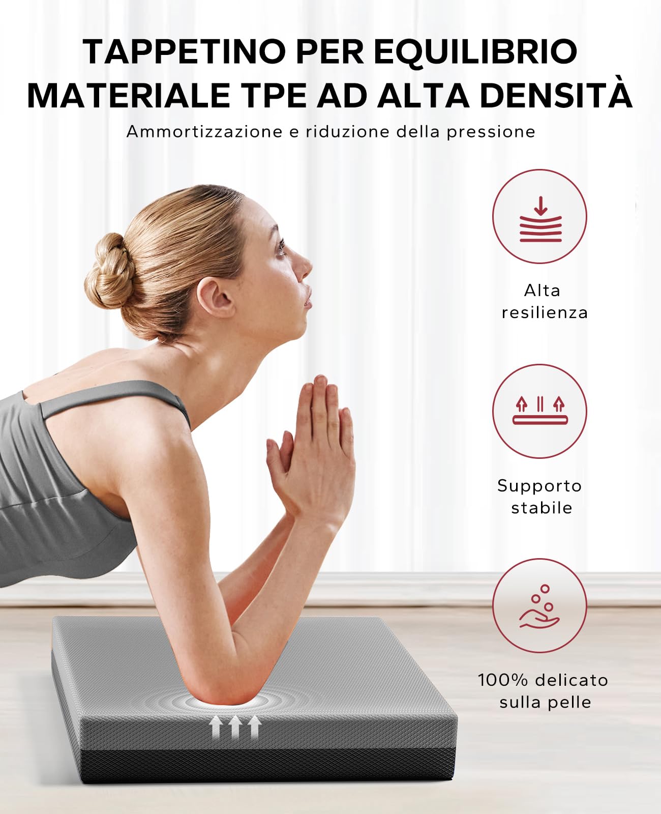 HAPBEAR Cuscino di Equilibrio 40x33 cm – Set 2 Pezzi, Balance Pad Fisioterapia Antiscivolo Spesso 6 cm con Nastro di Resistenza – Cuscino Propriocettivo per Allenamento e Riabilitazione