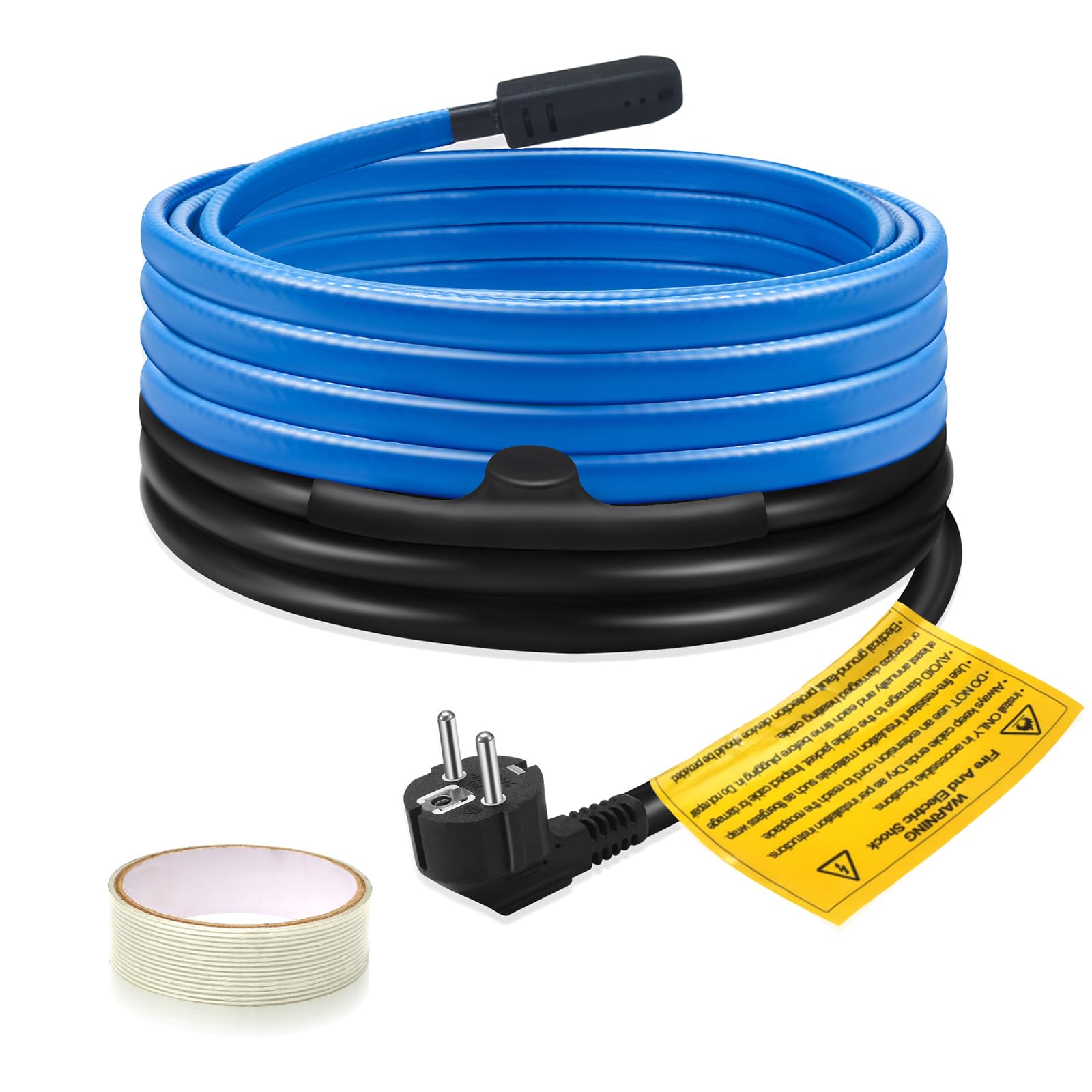 Ci-Fotto Cable Chauffant Autorégulant avec Thermostat Intégré Protection des Tuyaux Contre Le Gel (4M, 17W/M)