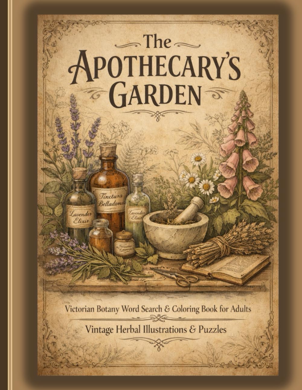 The Apothecary’s Garden: Victorian Botany Word Search and Coloring Book for Adults – Vintage Herbal Illustrations, Medicinal Plants, and Relaxing Puzzles