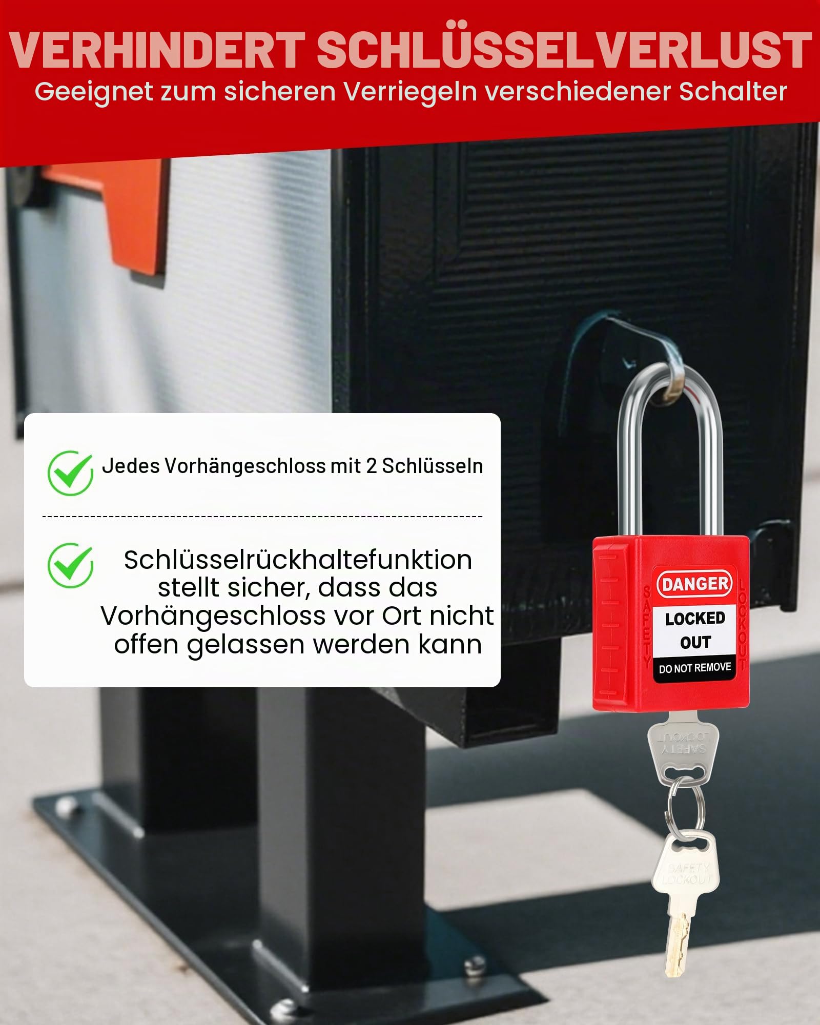Lockout Vorhängeschloss Set, 10 Stück Watherproof Schloss mit Schlüsseln, 38mm Lockout Tagout Schlösser Lock für Außenbereich Elektriker Industriegelände