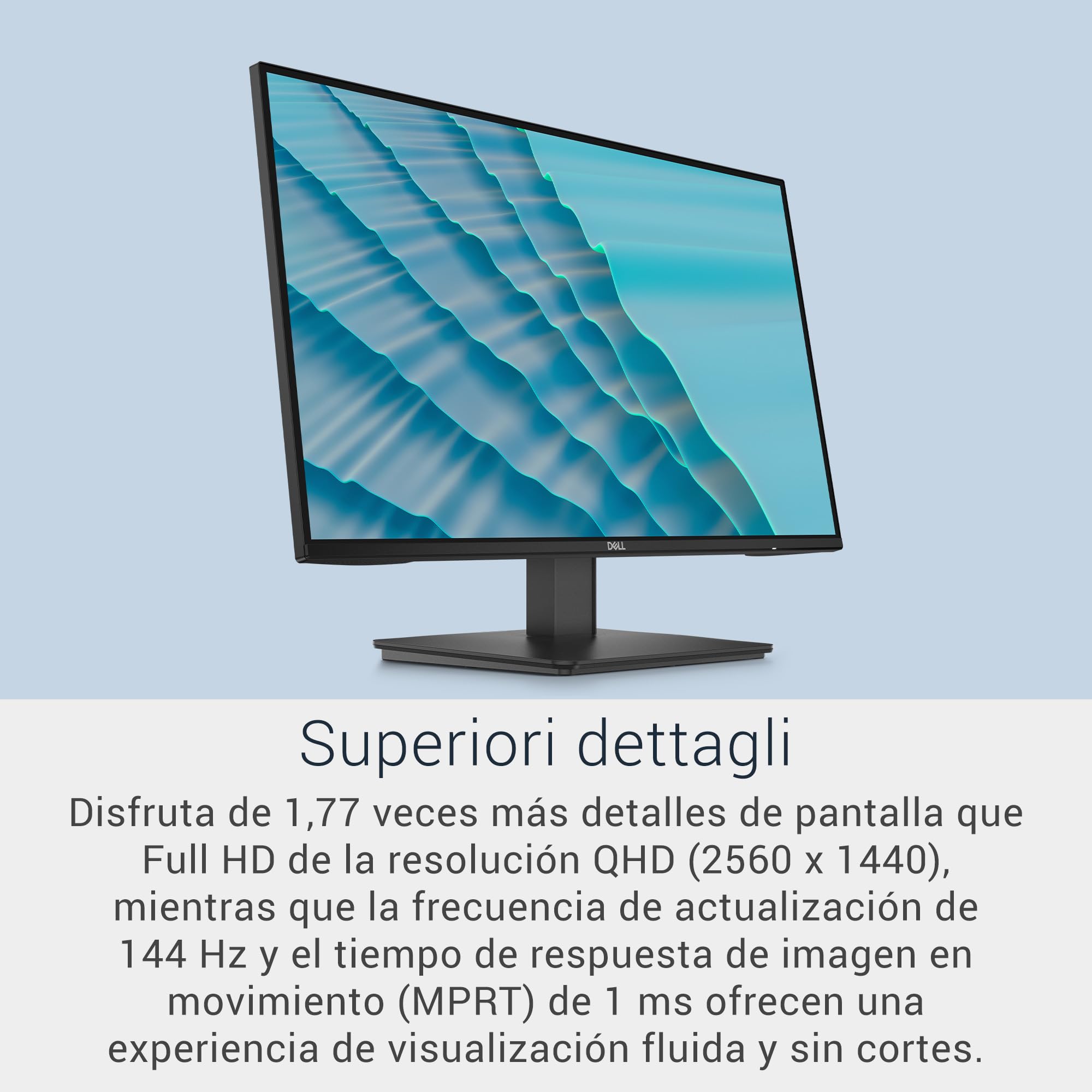 DELL 27 Monitor - SE2726D, QHD (2560x1440), 144Hz, IPS, 1ms MPRT, AMD FreeSync, 99% sRGB, VESA (100x100mm), DisplayPort, HDMI, 3 Años de Garantía, Negro