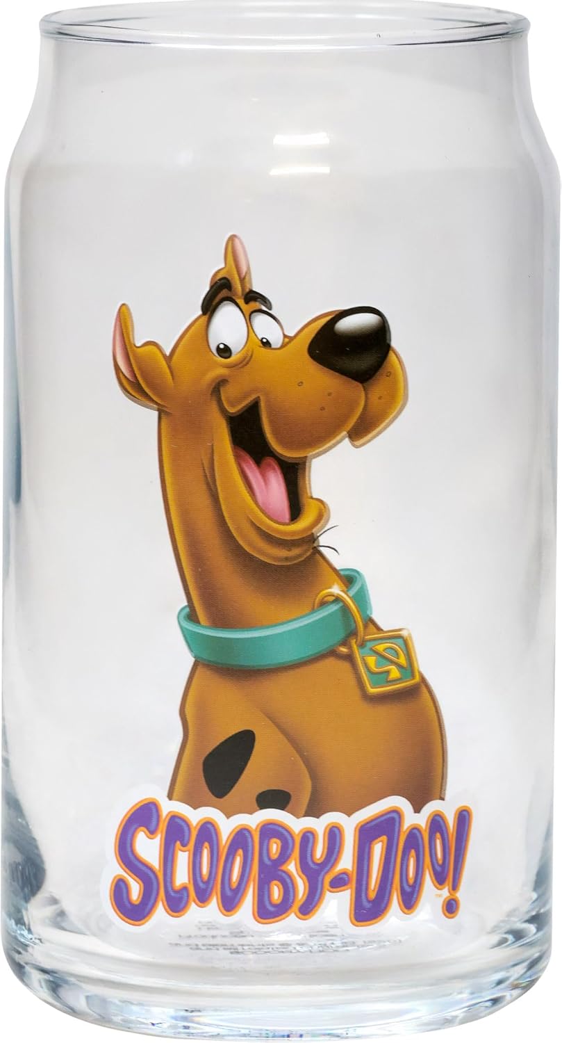 Spoontiques Scooby Doo Glass Set - 2 Unique Glasses Per Set in Colorful Decorative Gift Box - 16oz - 5 1/4" Tall