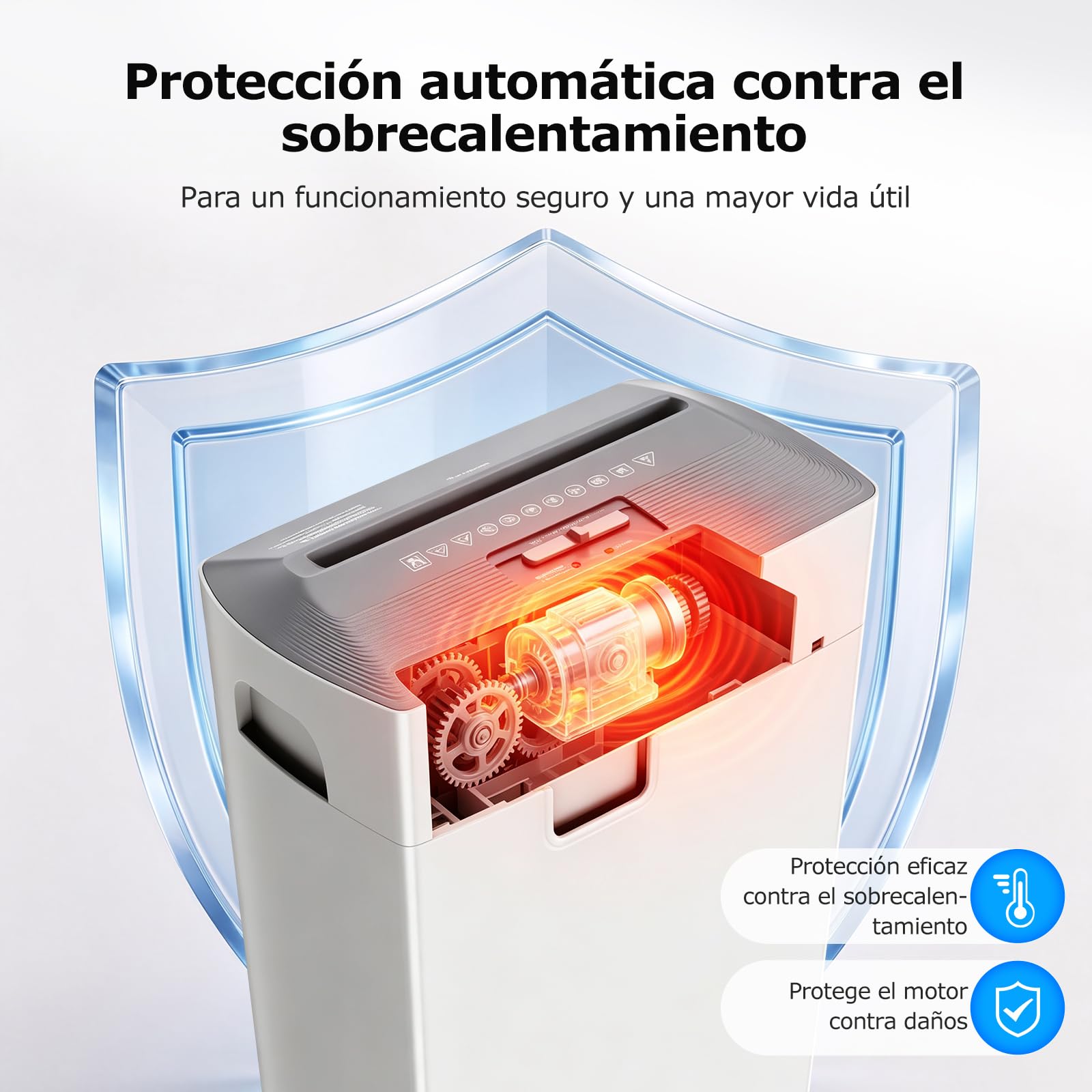 BONSEN Destructora de Papel Microcorte 12 Hojas, Silenciosa 60dB, S5211-W | Depósito 21L, Nivel de Seguridad P-4, Trituradora de Documentos para Hogar y Oficina, Tarjetas de Crédito, Grapas y Clips