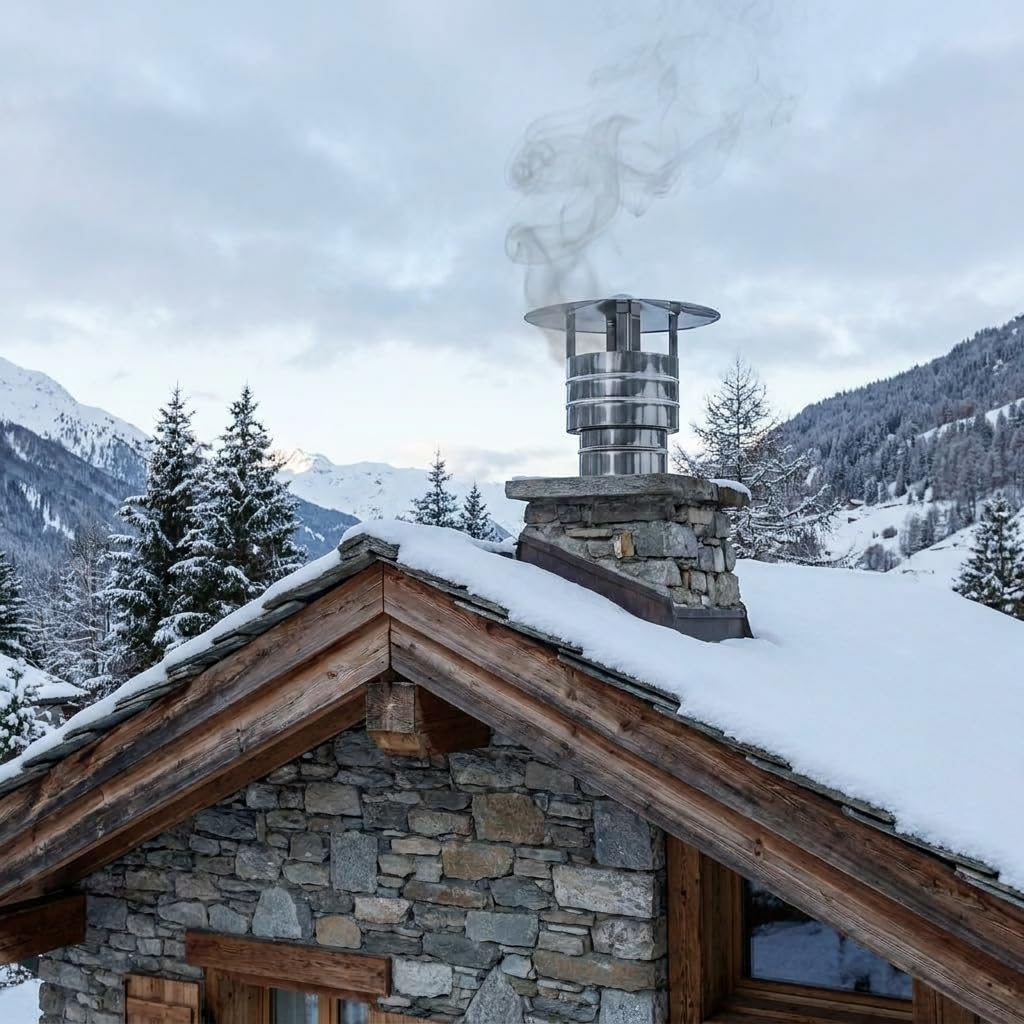 MAKA Comignolo Antivento Base Tonda, Terminale per Canna Fumaria Camino Stufa a Legna Pellet e Gas, Cappello Antipioggia Aspirafumo Rotondo (Ø 400 mm - Zincato)