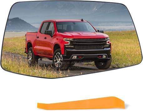 Right Passenger Side Mirror Glass Compatible With 2019 2020 2021 2022 2023 2024 2025Chevy Silverado 1500 GMC Sierra 1500 With backing plate Heated with a tool Replace# GM1325159 84309709