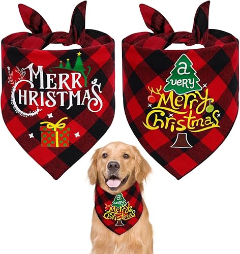 Bandanas de Navidad para perros, paquete de 2 bufandas triangulares con diseño de árbol de Navidad, juego de regalo de pañuelo, pañuelo navideño disponible en Yaxa Costa Rica
