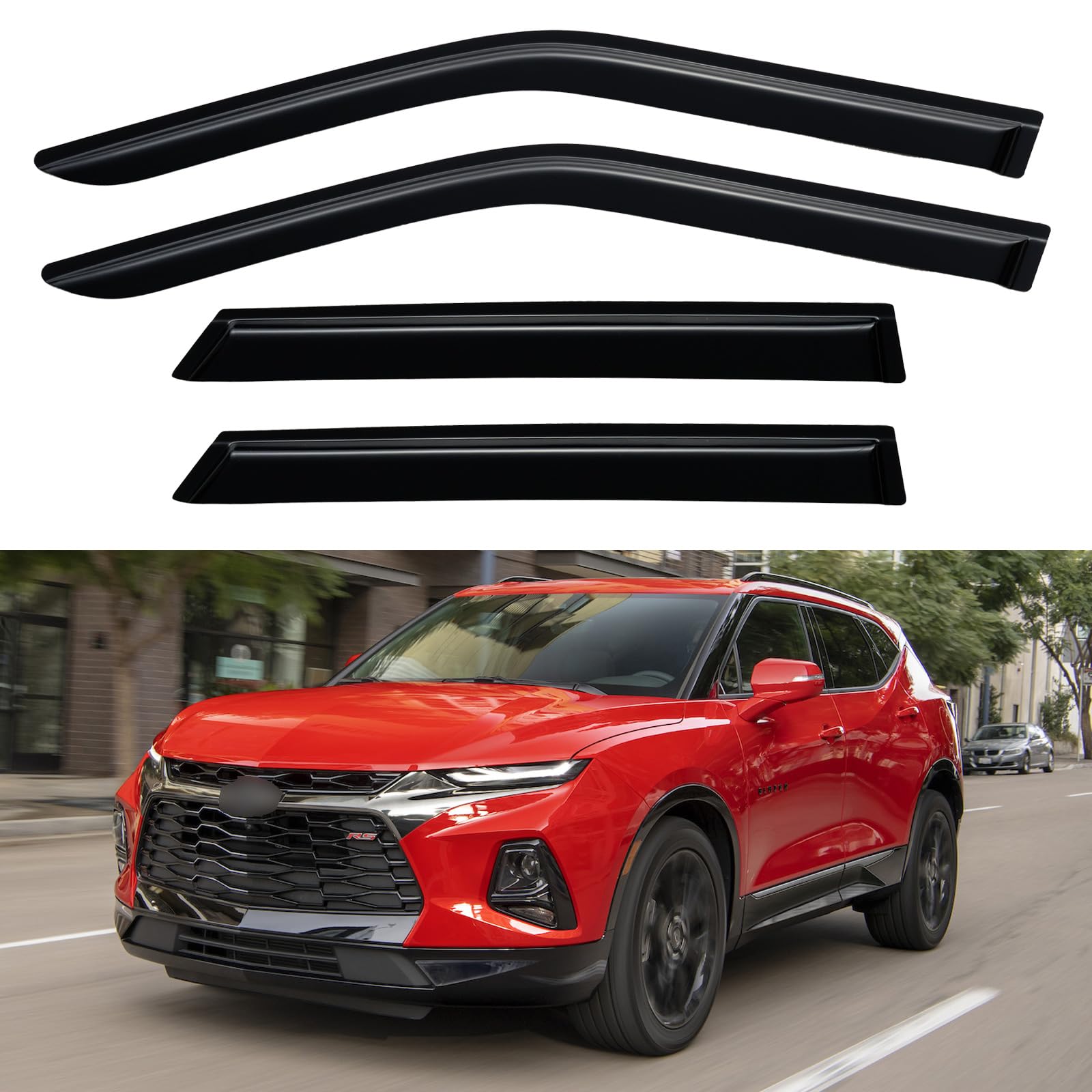 Window Visors Rain Guards for 2019-2026 Chevy Blazer | Out-Channel Window Vent Wind Deflectors Visors Shades Protectors for 19 20 21 22 23 24 25 26 Chevy Blazer (Not for Blazer EV)