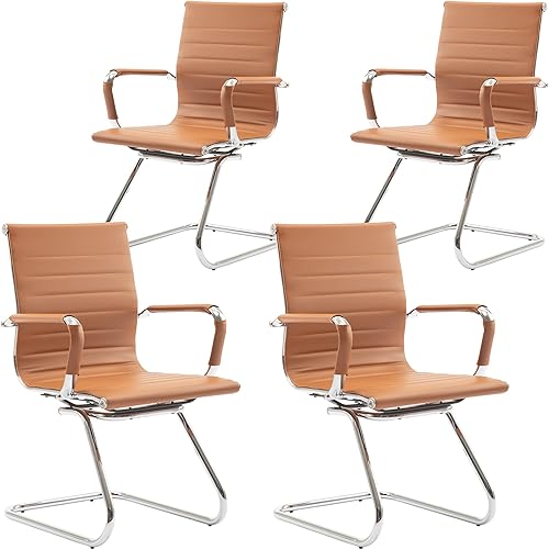 Miniatura 45 de Wahson Silla de oficina de piel resistente para invitados respaldo medio, sillas de cuarto de conferencia, recepci[on, set de 2 , Cuero falso Cuero