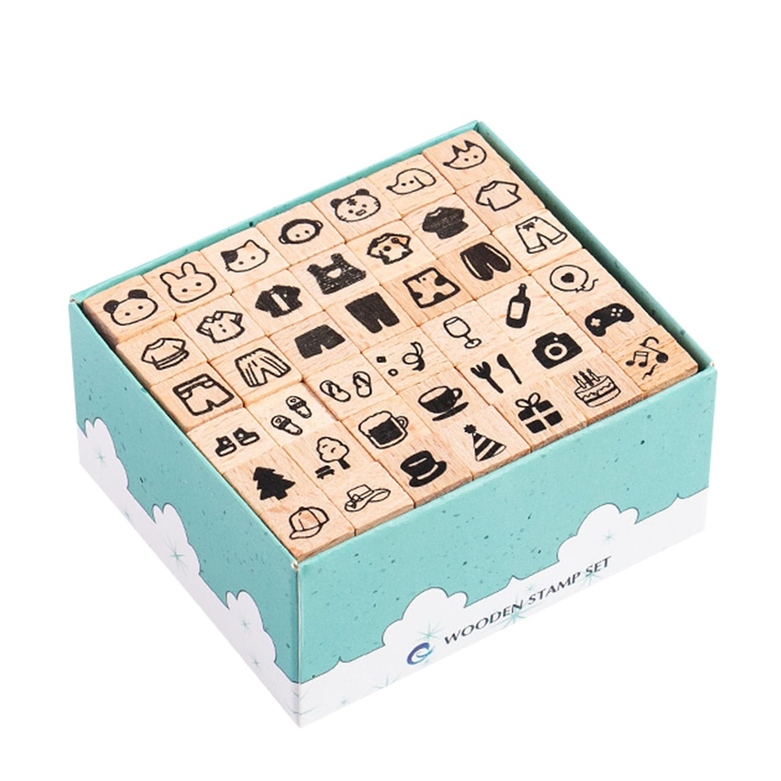 Amazon.co.jp: TVETE 木製スタンプ 手帳 スタンプ 木製 セット 【42個