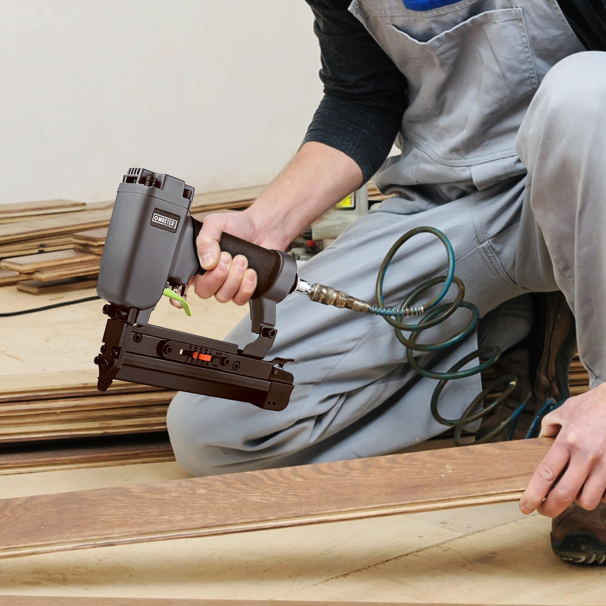 Master Mechanic Bezgłowicowa gwoździarka z mikropinami, pneumatyczny, lekki aluminiowy zszywacz 23, zestaw narzędzi ręcznych, do prac hobbystycznych i szczegółowych projektów wykończeniowych
