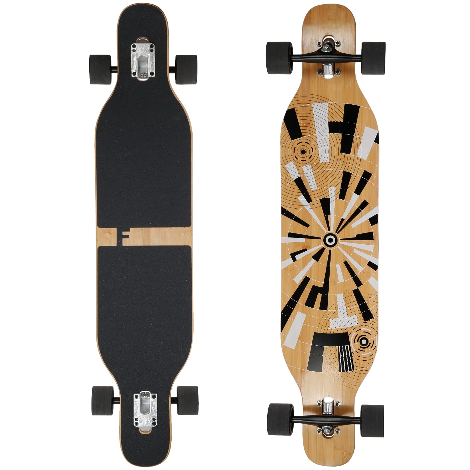 FunTomia Longboard with 3 Flex Levels Drop Through Cruiser Complete Board Mach1 Speed Ball Bearing T-Tool