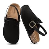 Kids Suede Clogs for Boys and Girls Toddler Cork Footbed Sandals Mules, Potato Shoes with Adjustable Buckle, Slip-on Slippers Indoor Outdoor