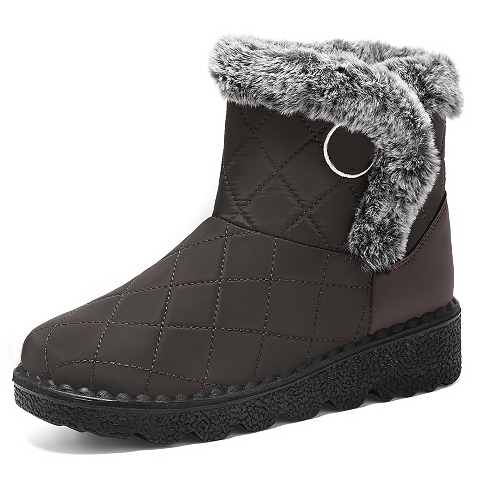 Womens Waterproof Winter Snow Boots Warm Fur Lined Comfort Slip On Outdoor Lightweight Non-Slip Ankle Booties