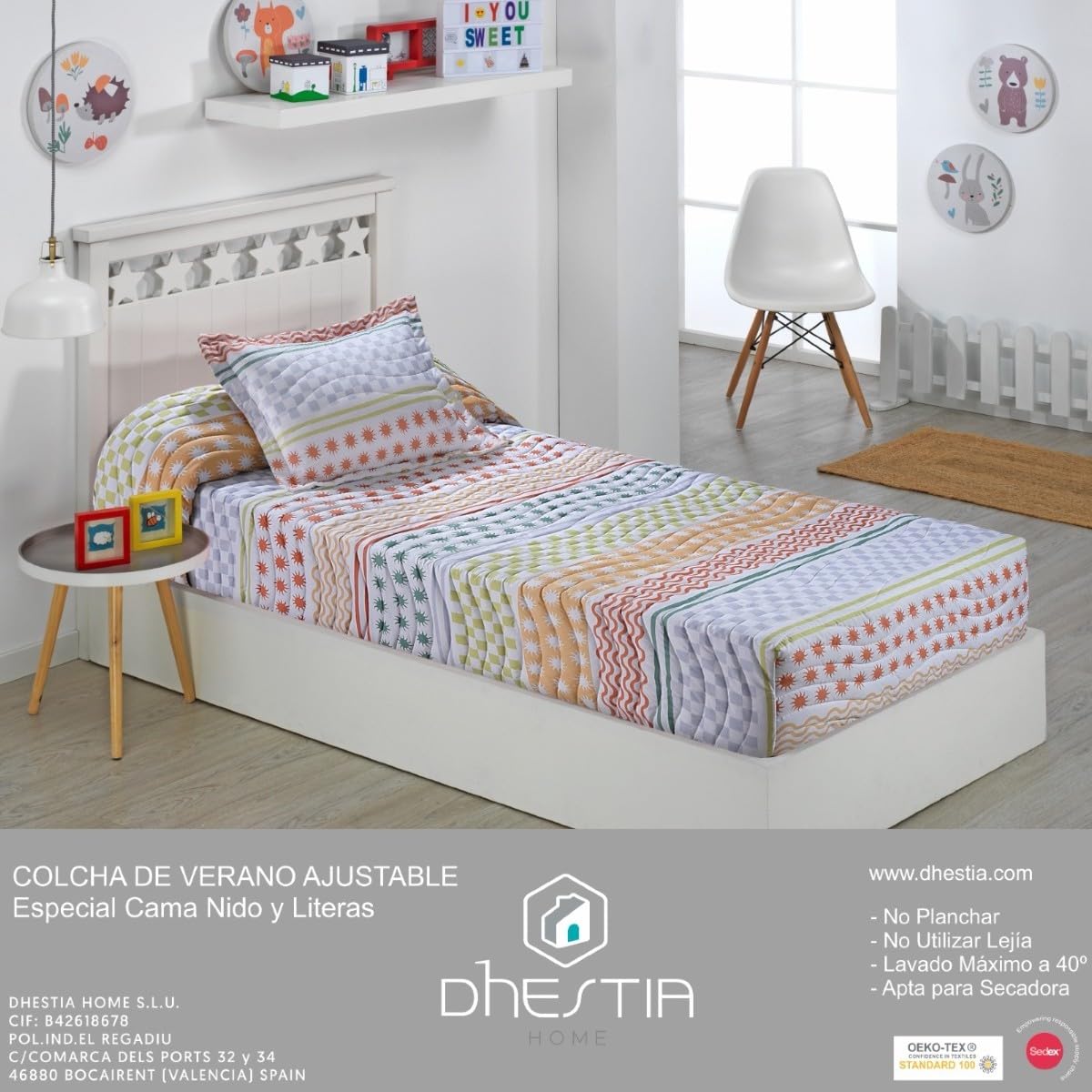 Colcha Bouti Ajustable Cama Nido Infantil y Juvenil de Verano Marsella Color Único Talla Cama 90