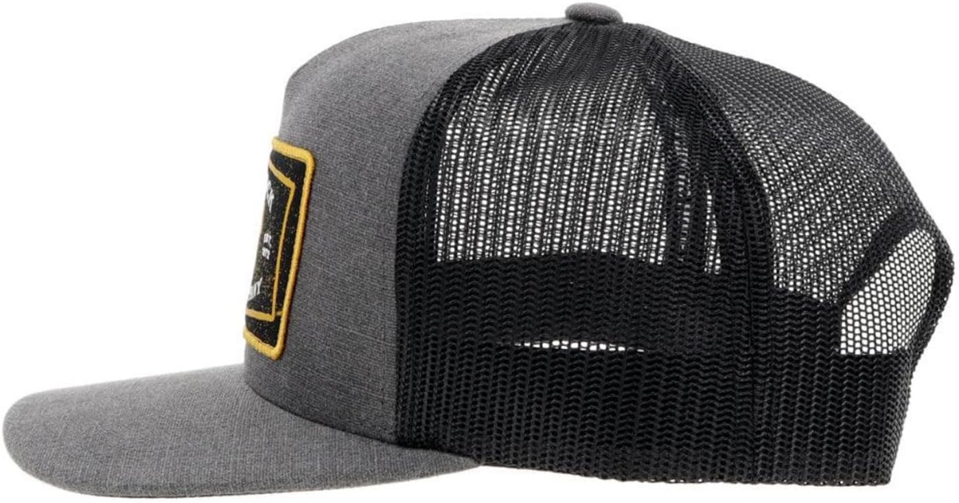 HOOEY Rank Stock Adjustable Snapback Mesh Back Trucker Hat (Charcoal/Black)