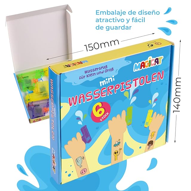 Foto 5 de 7 de Magicat 6 Pistolas de Agua pequeñas - Juegos de Agua para niños Exterior, idóneas para Verano (6 Unidades)