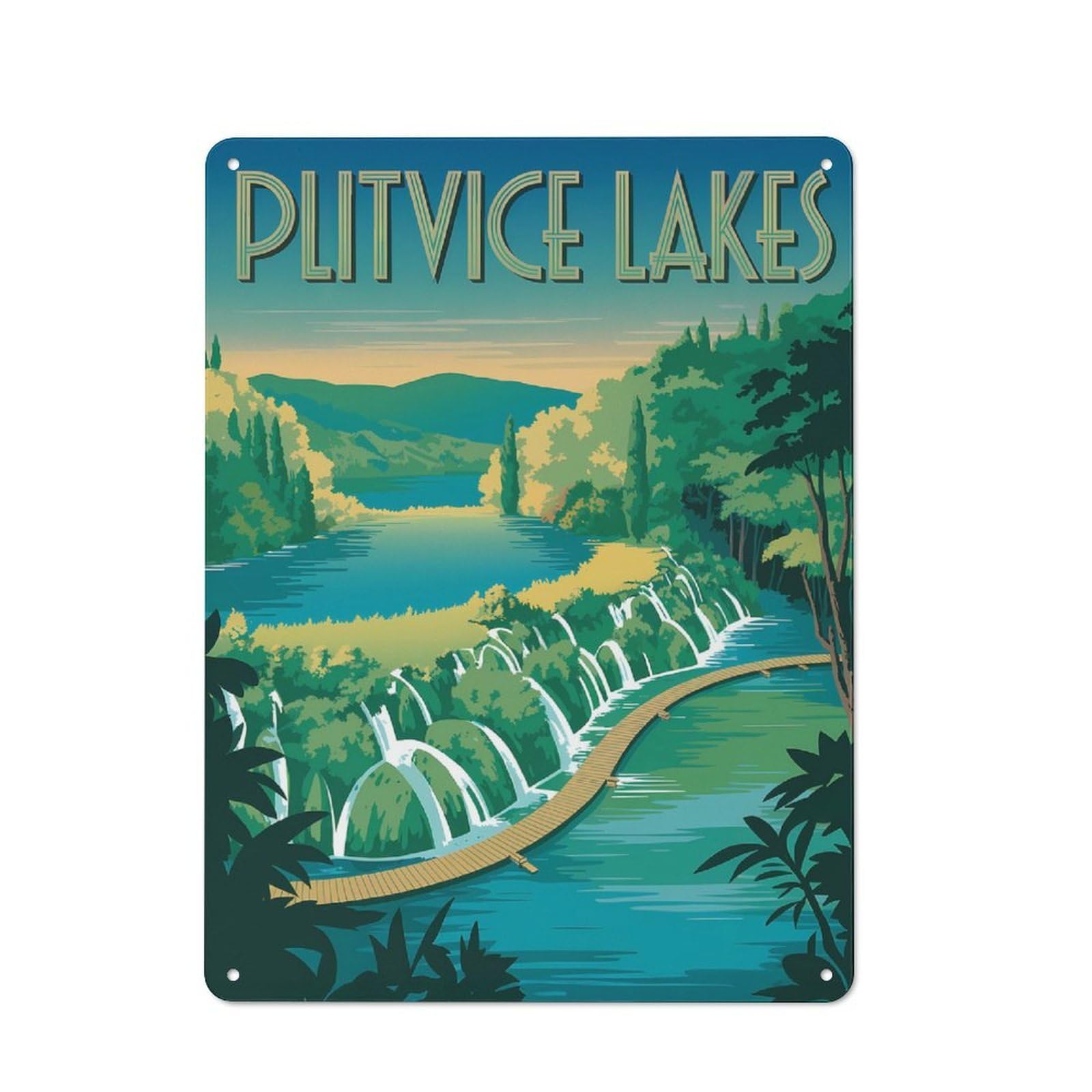 Cosy Plitvice Lakes Travel (3) Metal Plaque 40x30cm, Kitchen Wall Decor for Kitchen, Cafe, Pantry Or Dining Room