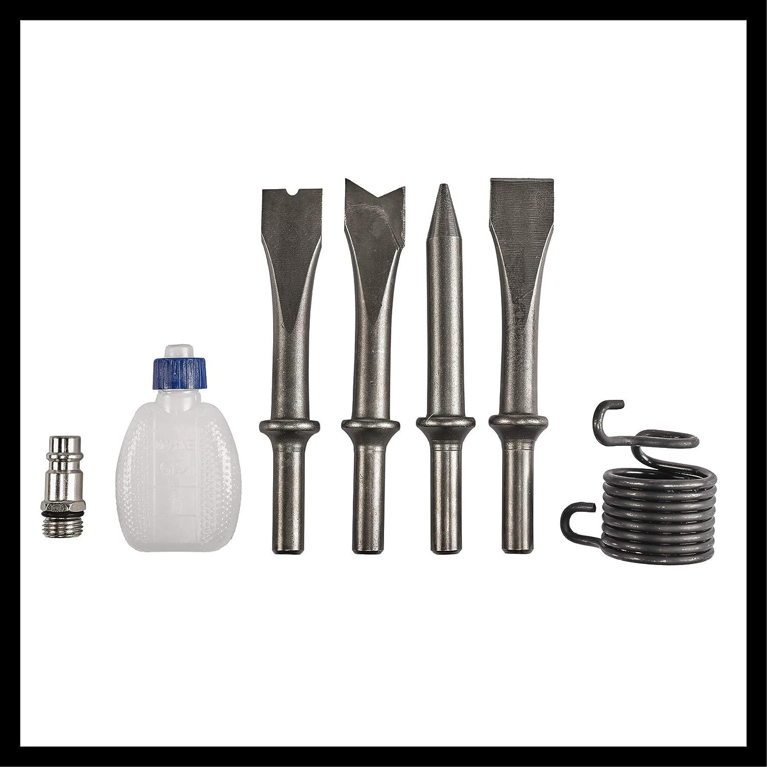 Einhell Scalpello pneumatico TC-PC 45 (pressione max 6.3 bar, portata aria 113 L/min, giri min 4500, corsa 43 mm, incl. set 4 scalpelli da 120 mm e boccetta d'olio)