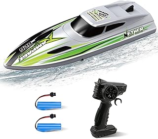 Fast RC Boat for Adults, 20KM/H High Speed Remote Control Racing Boats, Self-Righting, 2 Batteries, 20+ Mins, 2.4GHz Pool & Lake Summer Toys Gifts (Silver)