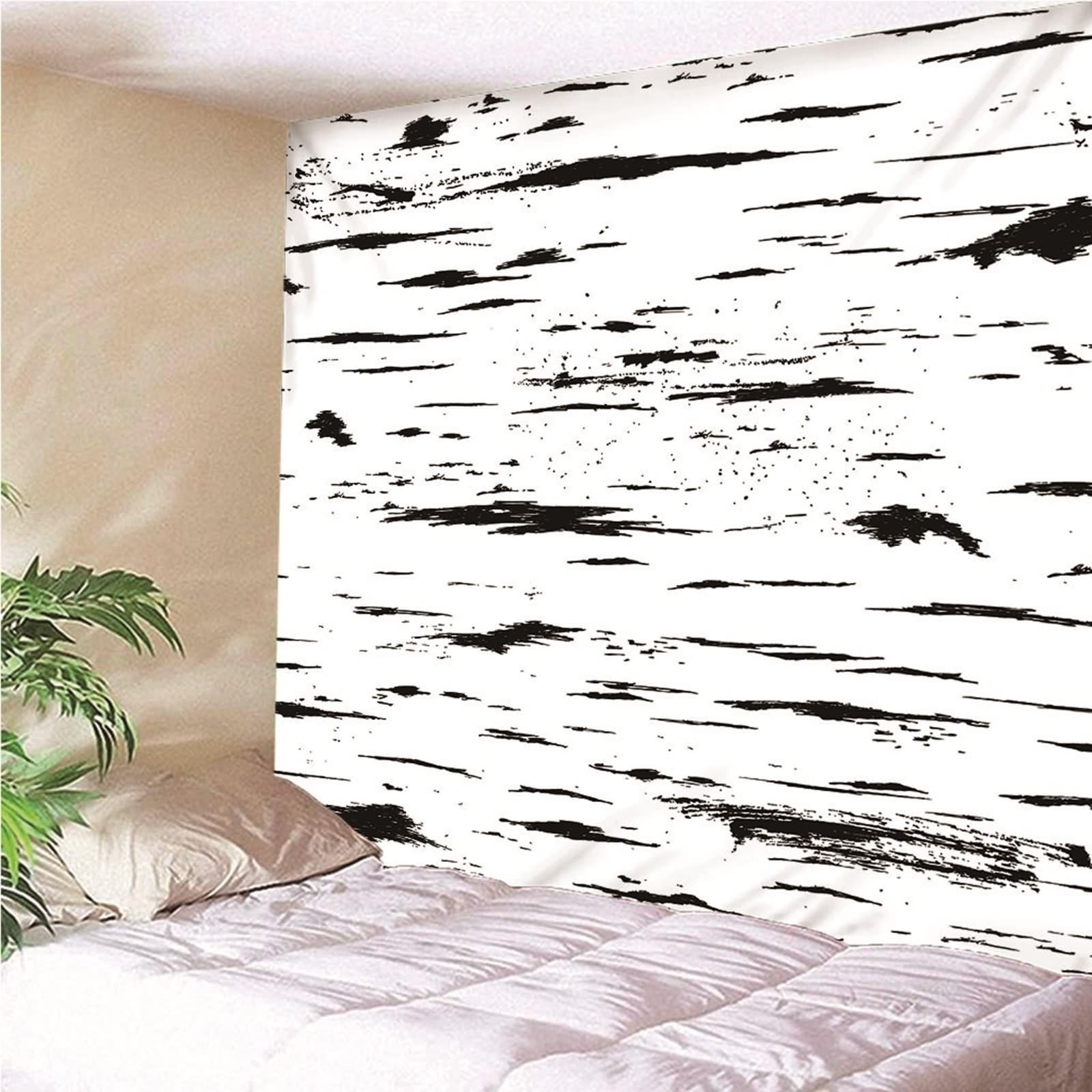 Wycian Tapiz Murale Tapiz Nórdico XL Blanco Líneas Blancas y Negras Microfibra 300 x 260 cm (ancho x alto)