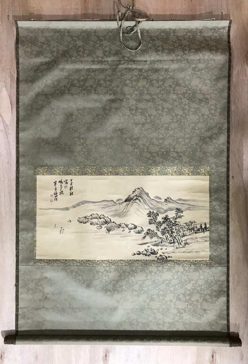 Amazon.co.jp: BP-455 福田半香 福田佶 在銘 掛軸 肉筆 山水図 風景画  