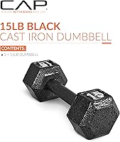 Vista 62 de CAP Barbell Mancuerna hexagonal de hierro fundido Múltiples opciones Negro