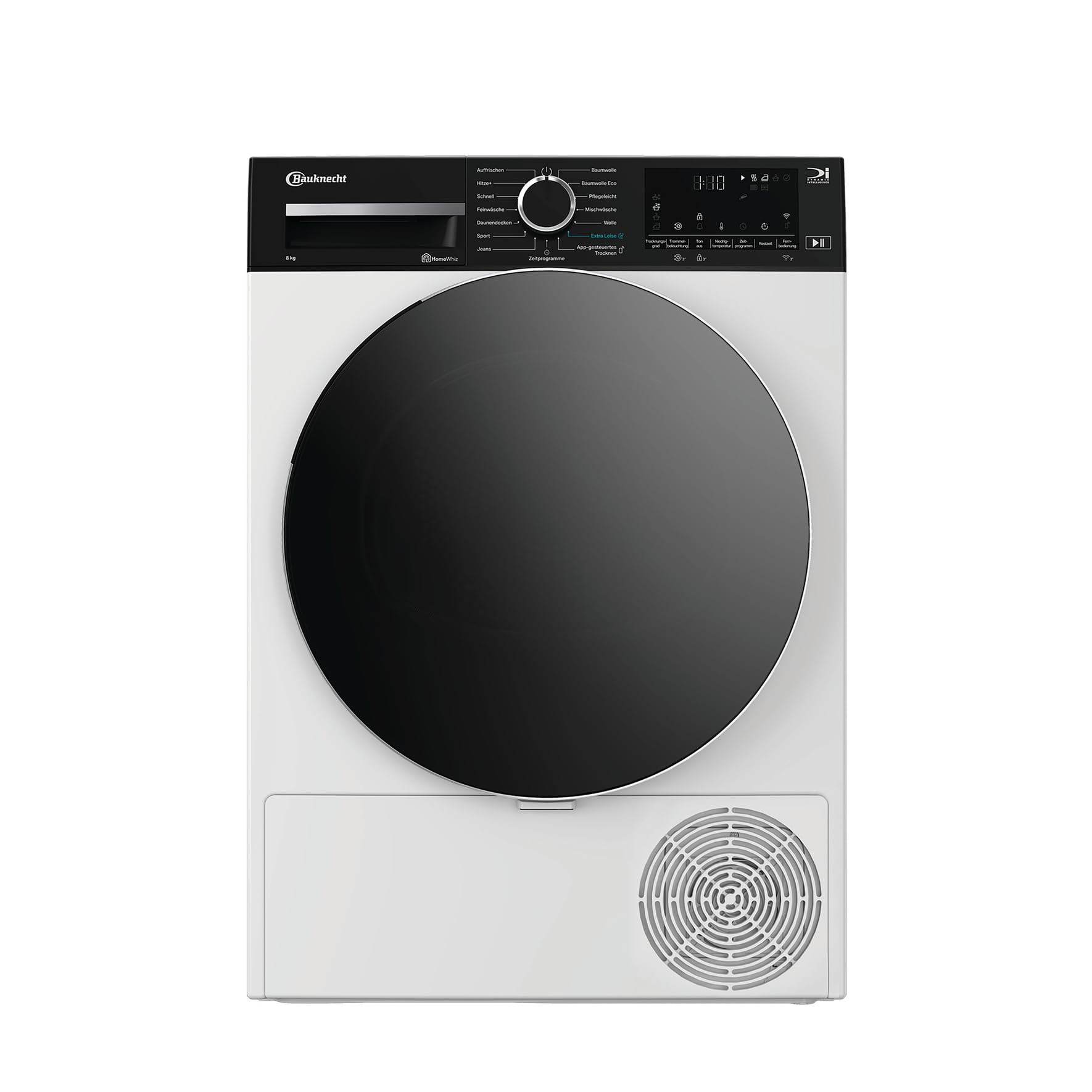 Bauknecht BTSW 86B WB Wärmepumpentrockner, 8 kg, 15 Programme, Dynamic Intelligence, Precision Dry - intelligentes Trocknen, Adaptive Dry, HomeWhiz App, Startzeitvorwahl und Restzeitanzeige, Weiß