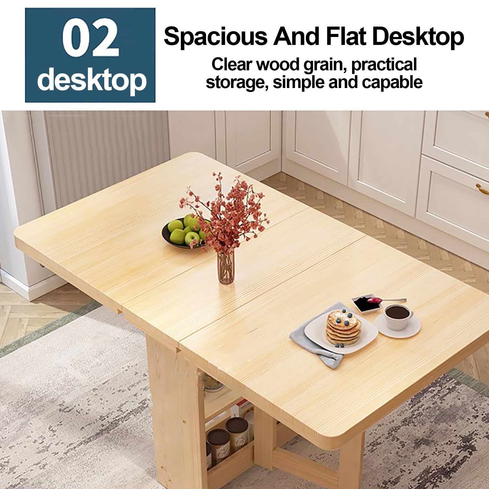 Tavolino Pieghevole KUAKE Tavolo Pieghevole Mobile, Bianco, Con