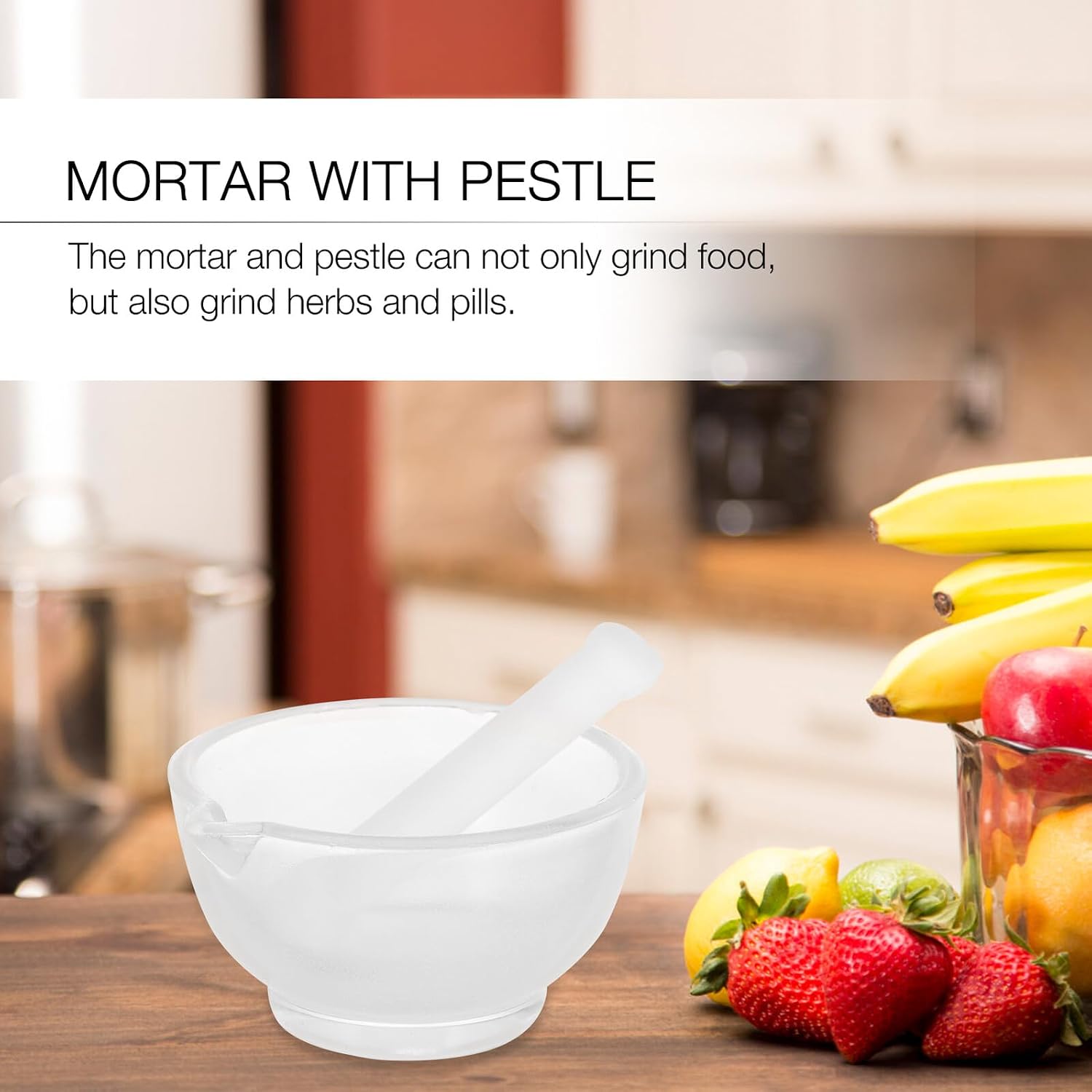 OSALADI Glass Mortar Pestle Set Medicine Masher Bowl Laboratory Practical Grinder with Flat Bottom for Stable Grinding of Spices and Chemicals