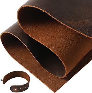 RingSun Genuine Leather Sheets for Crafts 12''X24'' Full Grain Leather Tooling Leather (2mm) Thick Cowhide Leather Pieces Square, Red Brown