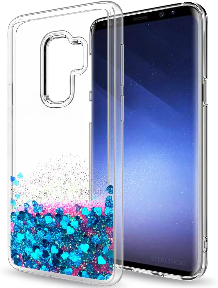 LeYi for Galaxy S9 Plus Glitter Case (Not Fit S9) for Girls Women, Sparkle Shiny Bling Liquid Clear TPU Protective Phone Case for Galaxy S9 Plus / S9 + Blue