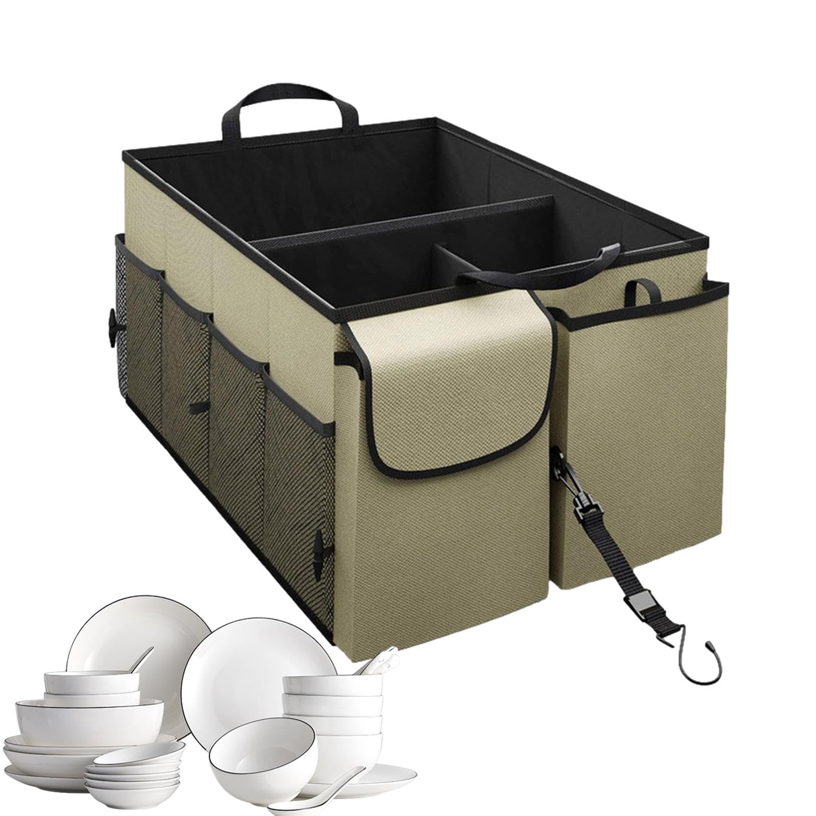 Organizer per bagagliaio | Scatola portaoggetti pieghevole | Organizzatore per bagagliaio multi-scomparto, per bagagliaio auto, contenitore per bagagliaio da 67 l, organizer antiscivolo per | per bagagliaio multi-scomparto, per bagagliaio auto, contenitor