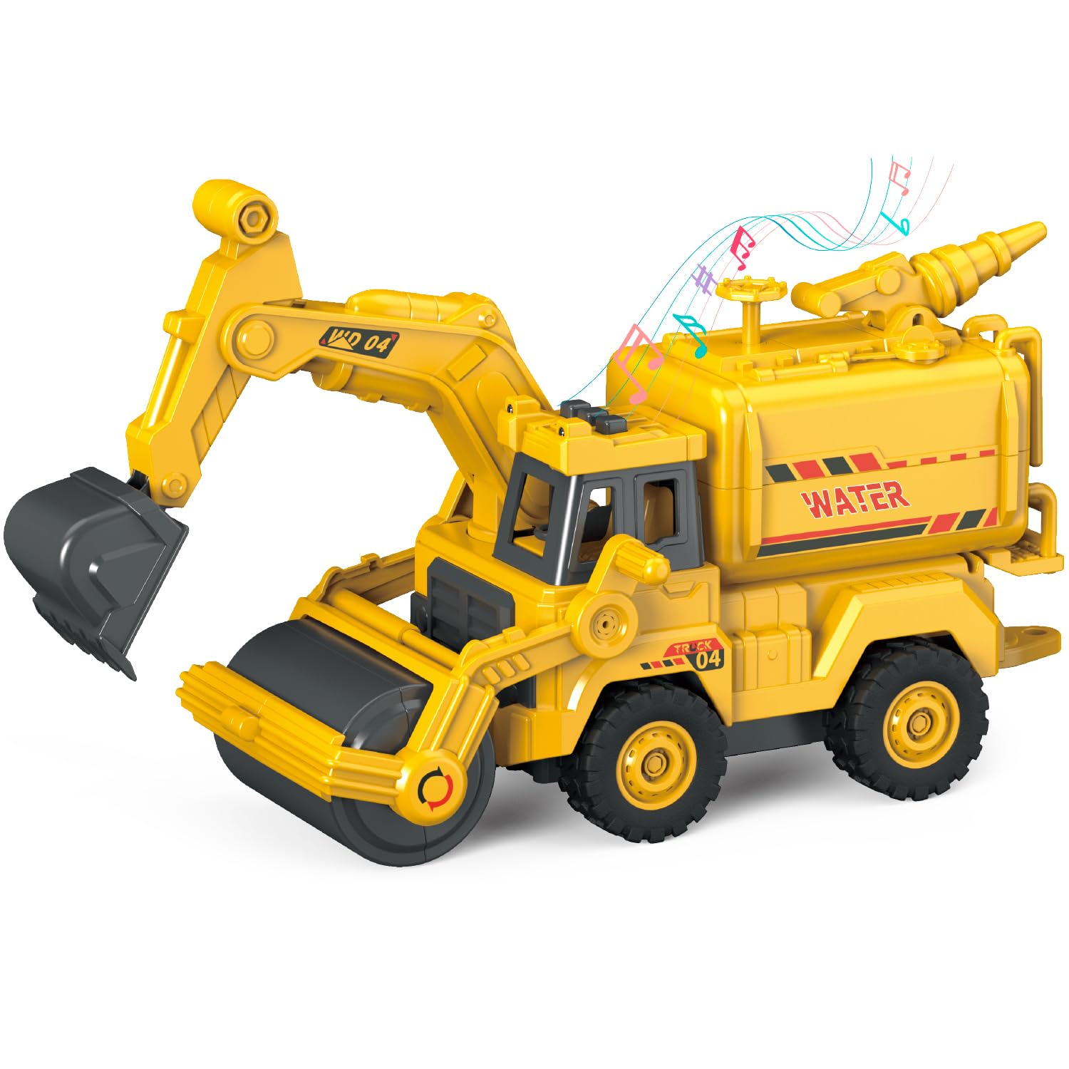 lonfypeng Toddler Construction Trucks, Lights & Sounds, Push-and-Go Vehicle for Boys Girls Age 3 4 5 6, Birthday for Toddlers