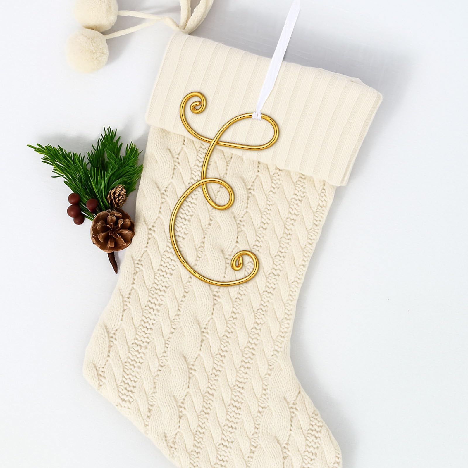Gemscream 3.15 Inch Initial Christmas Stocking Name Tags - stockings and holders | Mubboo