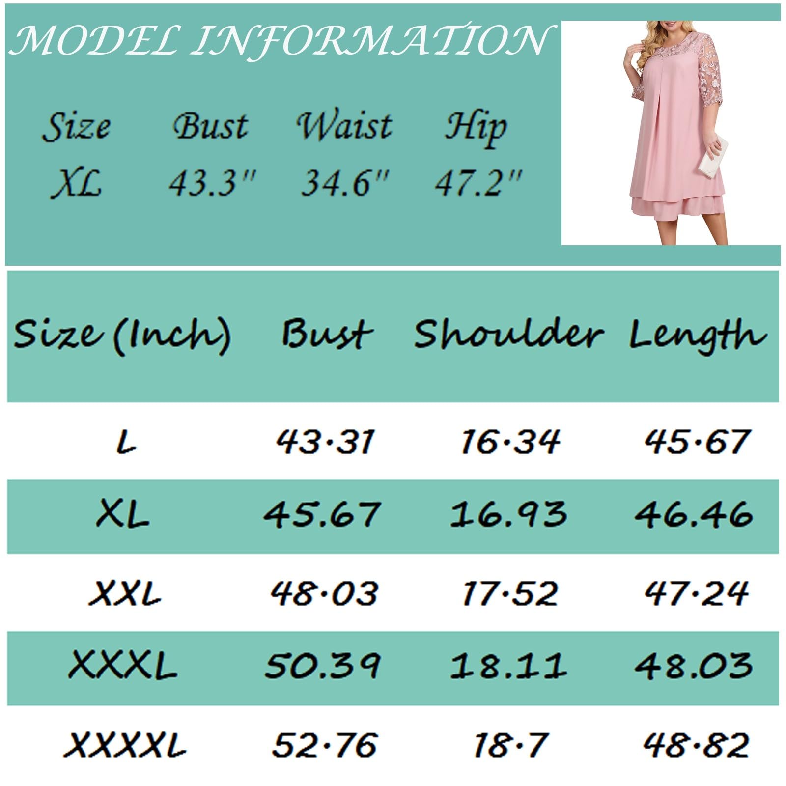 Elegante Vestido de Gasa Bordado para Mamá Nupcial de Longitud Media Talla Grande