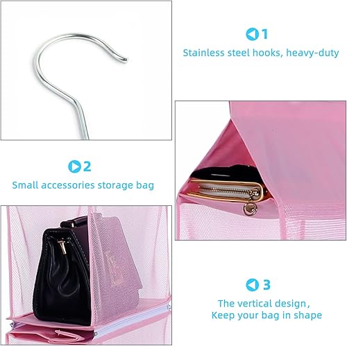 Miniatura 6 de KEEPJOY Organizador desmontable de bolso colgante para armario soporte de almacenamiento de bolsa para armario con 4 estantes sistema de