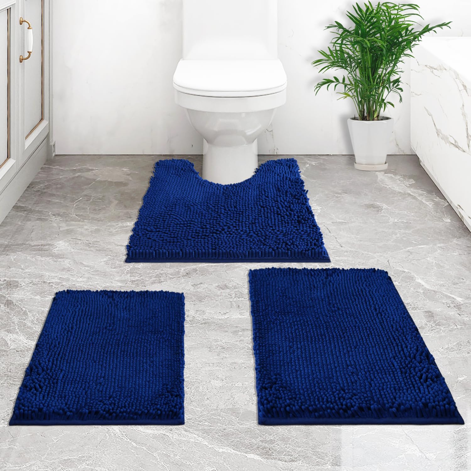 Amazon.com: Bathroom Rugs sets 3 Piece Chenille bathroom rugs,Extra Thick and Absorbent,Strong ...