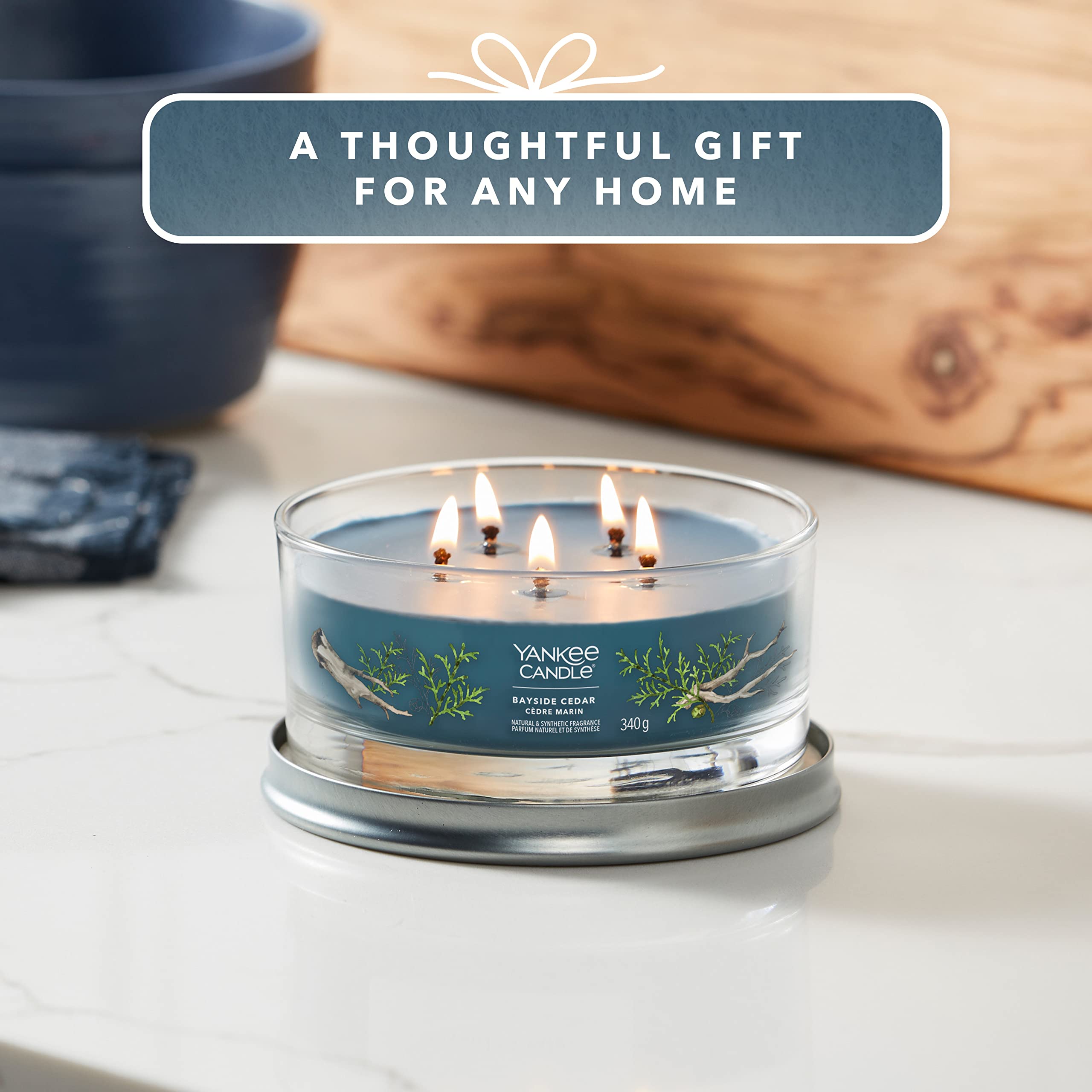 Yankee Candle Signature Duftkerze | Bayside Zedernholz Multi-Docht Tumbler Kerze | Sojawachs-Mischung lang brennende Kerze | Perfektes Geschenk für Frauen