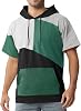 Covisoty Mens Short-Sleeved Hoodie Color Block T-Shirt Sweatshirt Hood Hip Hop Mens Hooded Shirt Short Sleeve Unisex Sweater
