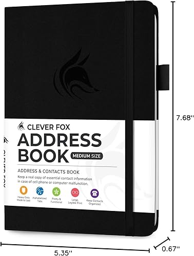 Miniatura 7 de Clever Fox - Libreta de direcciones con pestañas alfabéticas - Libro de teléfono y direcciones de cuero PU para mantener los contactos seguros,
