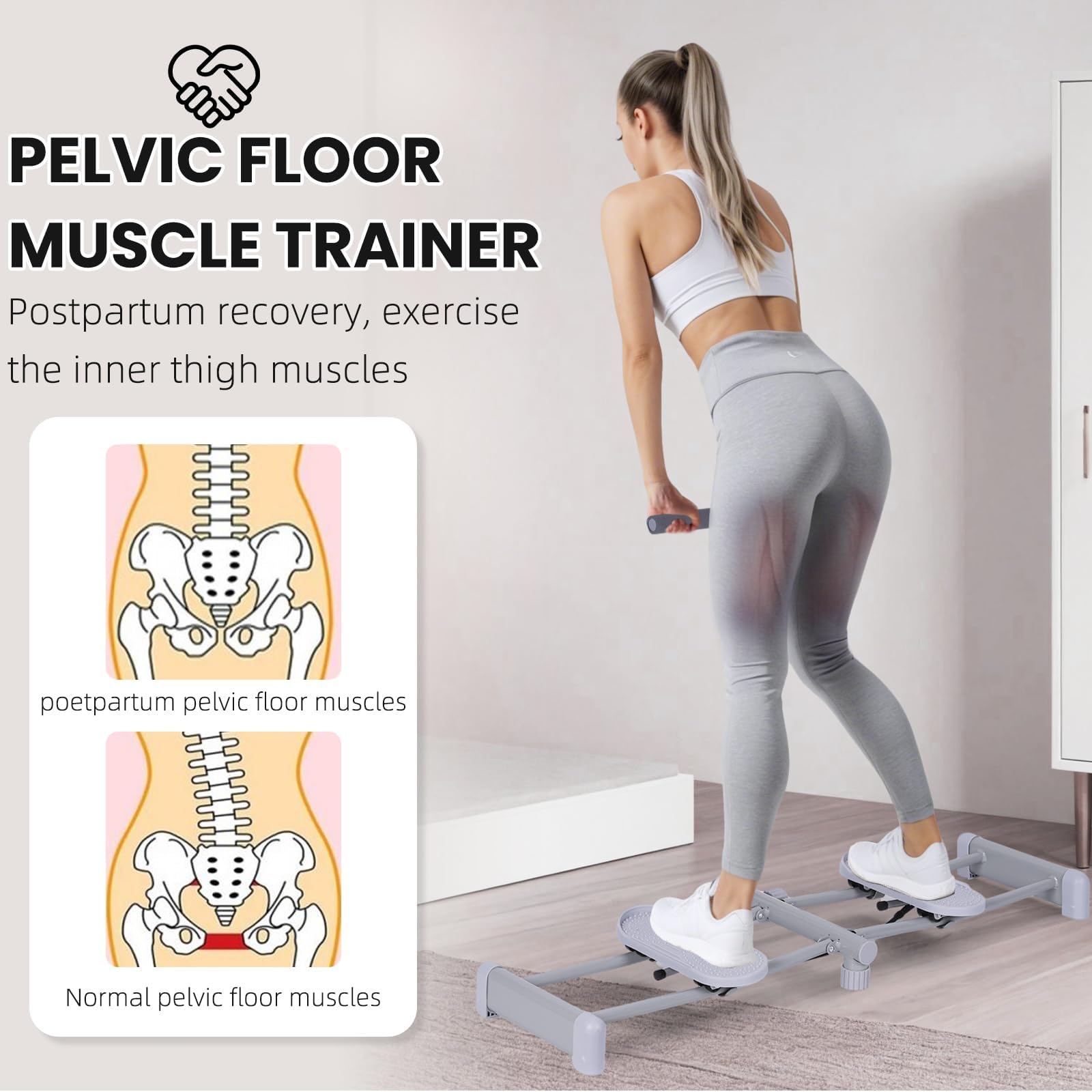 Simulateur De Ski, Entraîneur De Cuisses, Réglable Appareil Pliable pour Jambes, Plancher Pelvien pour Femmes, Appareil De Perte De Poids pour Abdomen, Jambes, Fessiers, Fitness À Domicile