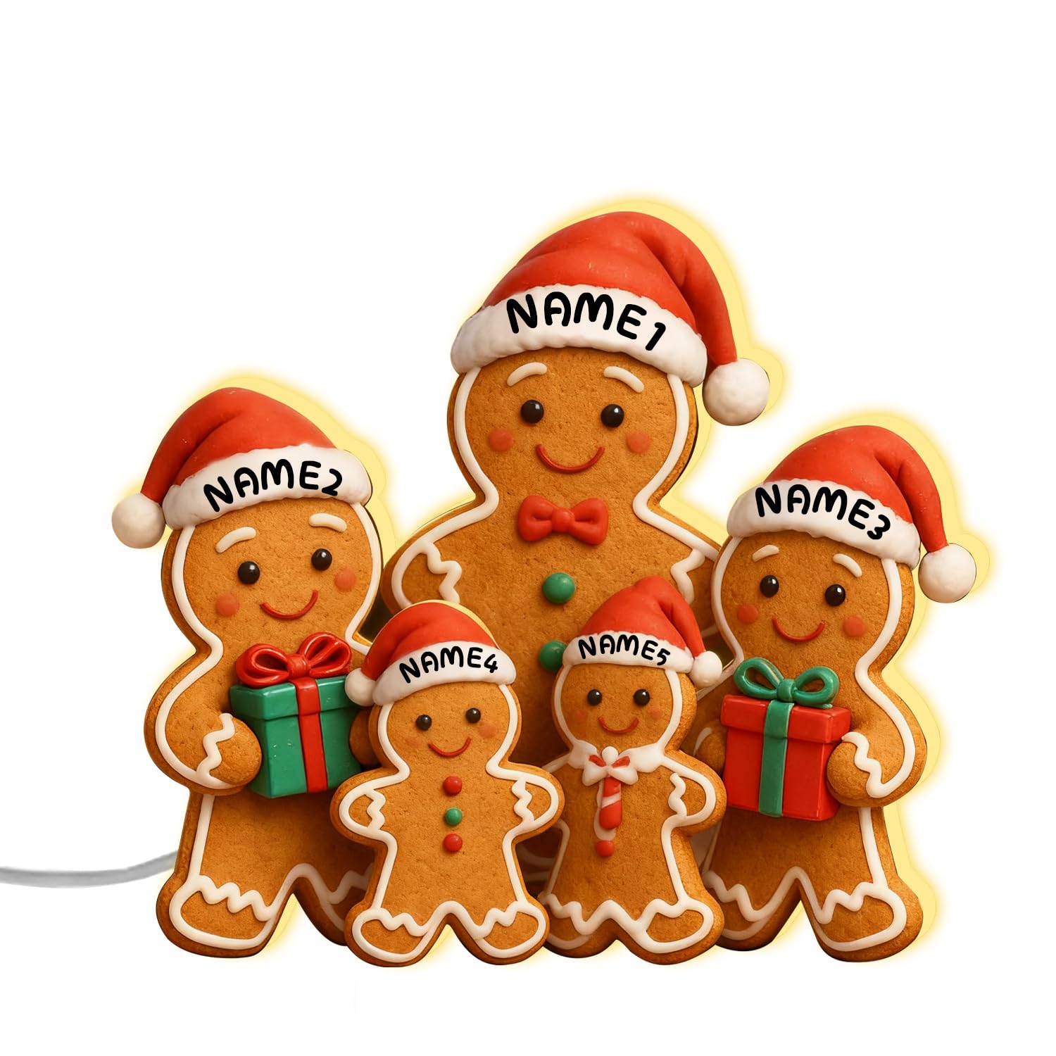 3D Effect Heartwarming Christmas Grandma Grandkids Gingerbread Man Together Personalized Acrylic Light Box,Custom Grandma LED Lights Box with Names,Family Light Decorations,Xmas Gift For Grandmas