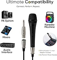 Vista 7 de Bowens Dynamic Mic XLR - Micrófono de karaoke con cable de 15 pies, micrófono vocal de mano para cantar, DJ, podcasting y sistemas de PA, kit