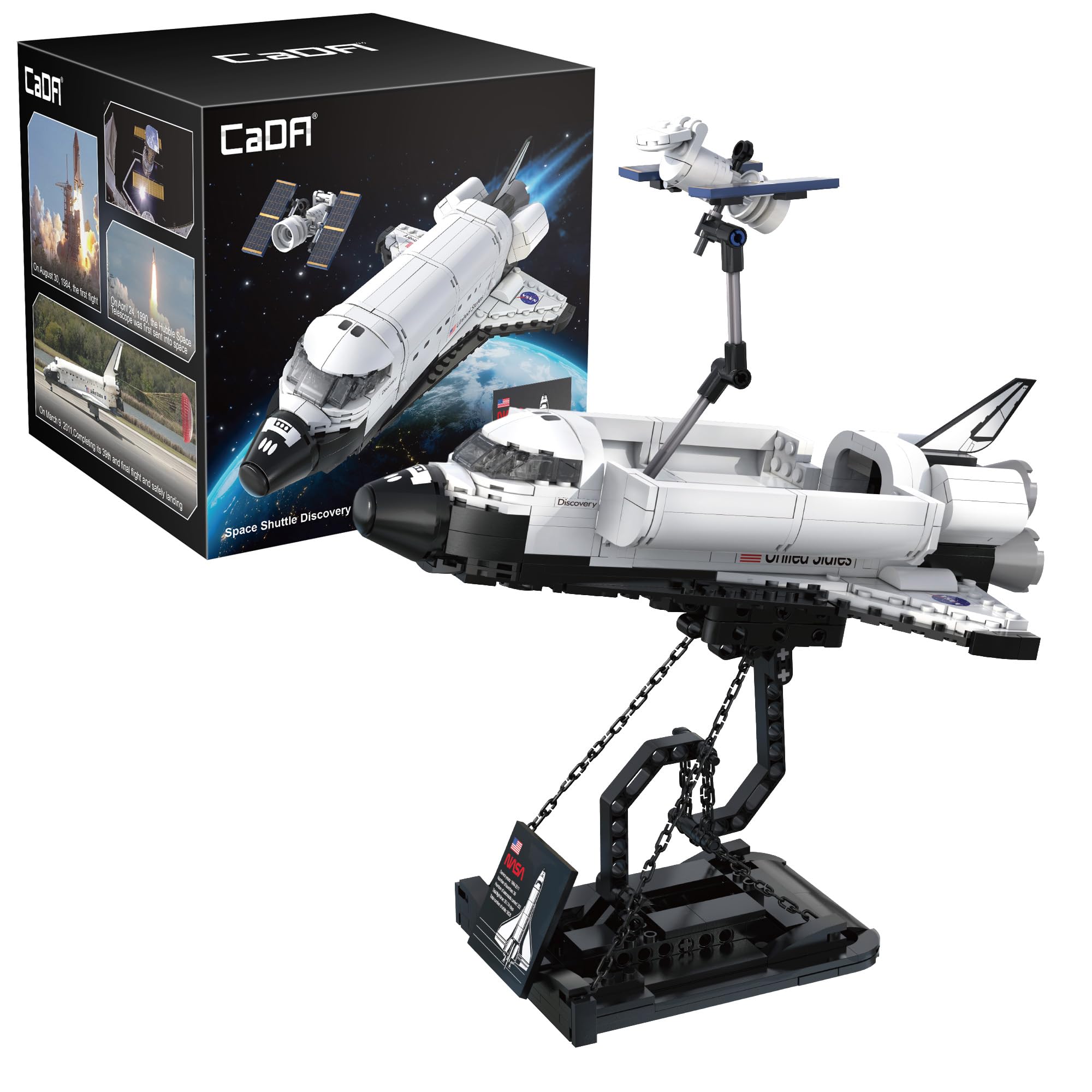 CaDA NASA Space Shuttle Discovery with Satellite - 475 Pieces - Self-Build Brick Building Block Model C56051W