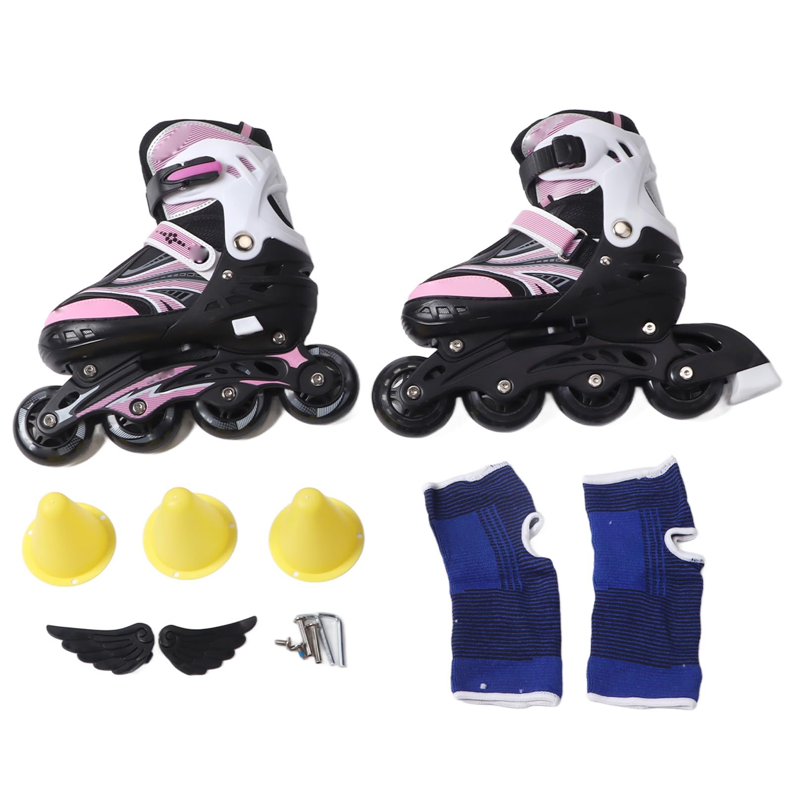 Ice Skates, Pink Roller Blades Adjustable PU Mesh Glide Skates for Teens, ICY Fun Exercise Improving Strength and Balance