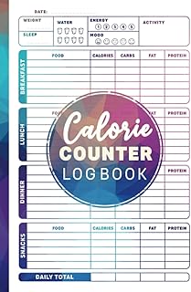 Calorie Counter Log Book: Nutrition Calorie intake tracker - Simple Tool to Track Your Calorie, Carbs, Fat & Protein - Daily Calorie Counter and weekly weight tracker Notebook - dark version